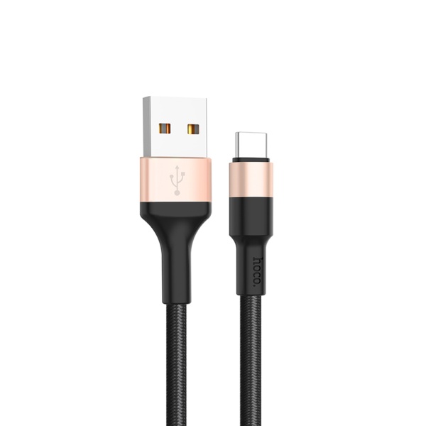 Кабель HOCO X26 USB Type-C cable, 1м, чёрный с золотым